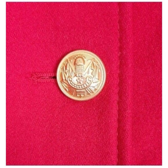 Guess Los Angeles Hot Pink Wool Blend Pea Coat Gold Buttons Feminine Cut SZ S - Picture 7 of 8